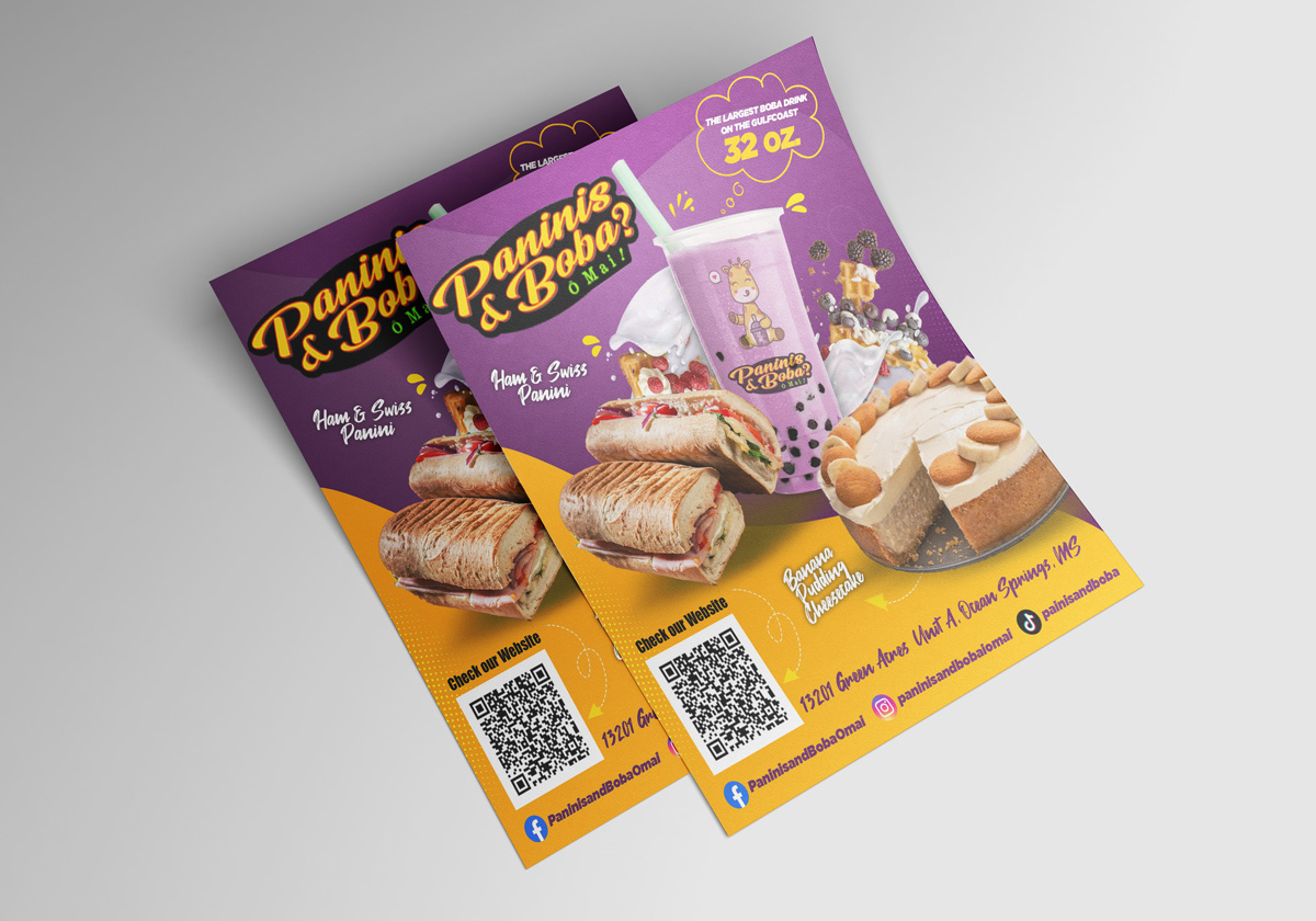 Paninis & Boba — Food Flyer Design by Oktopus Designs
