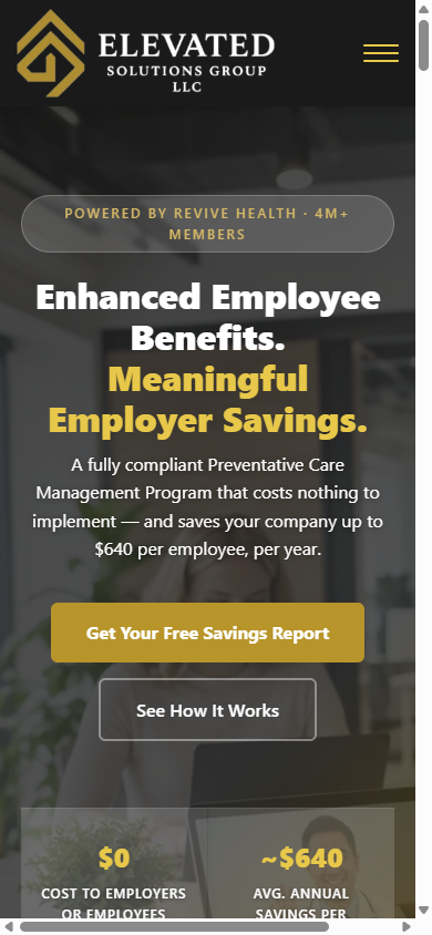 Elevated Solutions Group — mobile responsive view