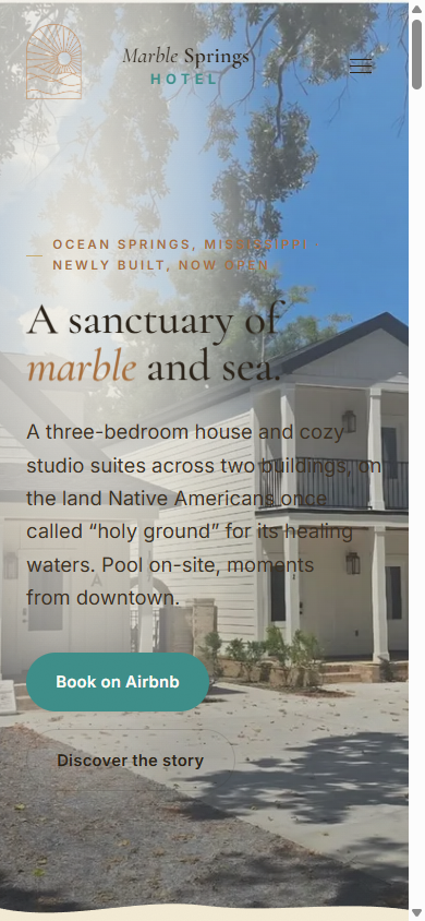 The Marble Springs Hotel — mobile responsive view