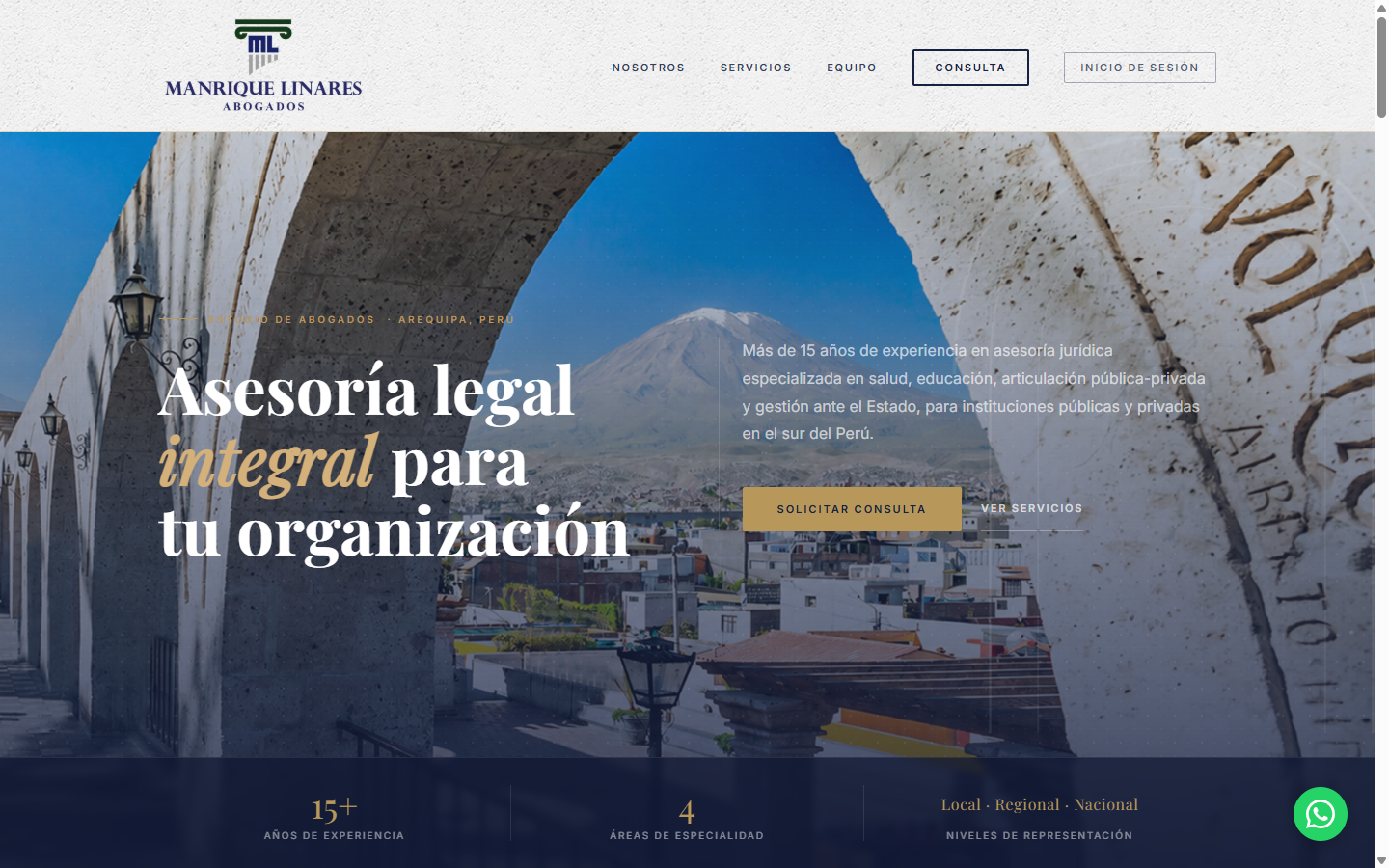 Manrique Linares Abogados — desktop website design by Oktopus Designs