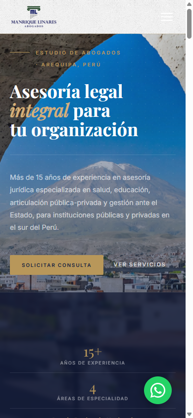 Manrique Linares Abogados — mobile responsive view